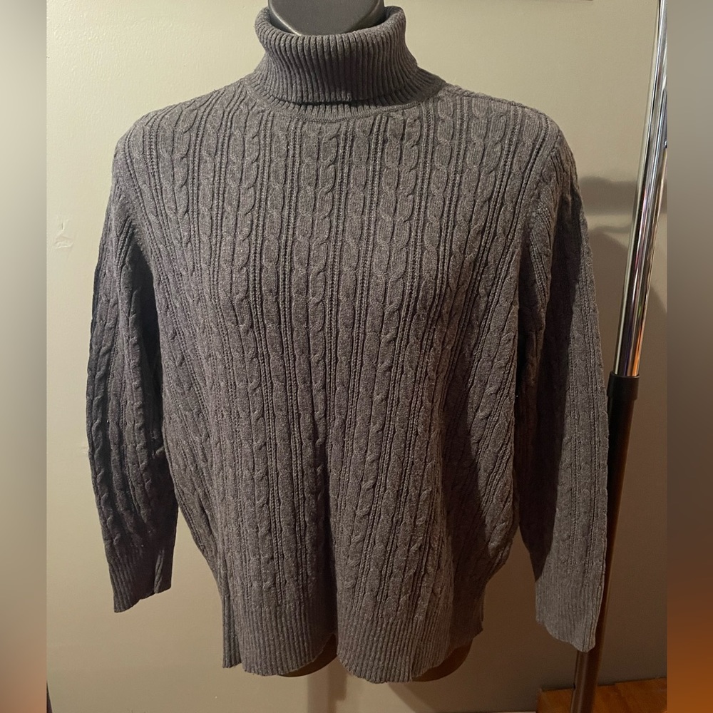 Cable knit turtleneck sweater